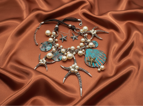 Gorgeous Starfish and Shell Statement Necklace Set