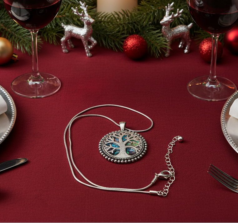 Marvelous Abalone Tree of Life Pendant Necklace