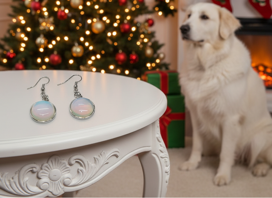 Sea Opal Natural Stone Dangle Earring