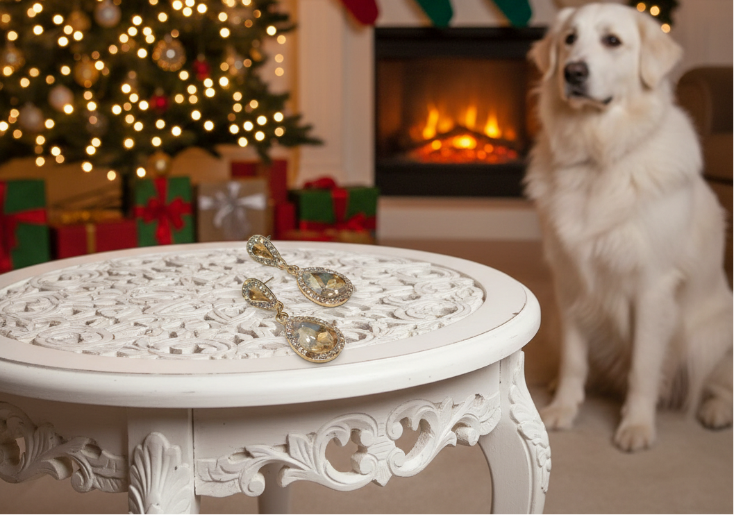 Lovely Champagne Teardrop Rhinestone Earrings