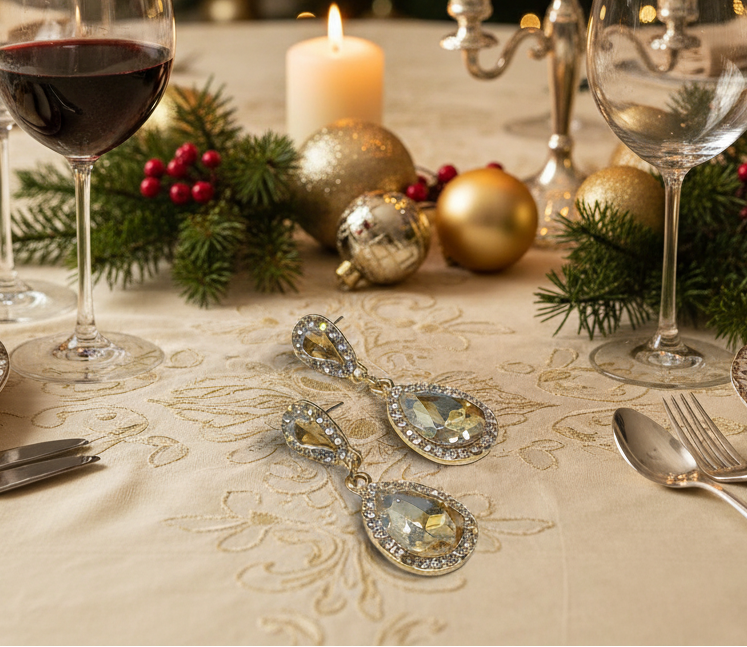 Lovely Champagne Teardrop Rhinestone Earrings