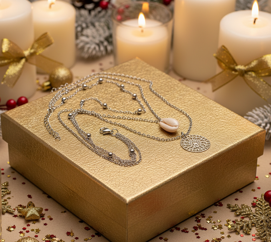 Stunning Silver Shell Multilayer Necklace