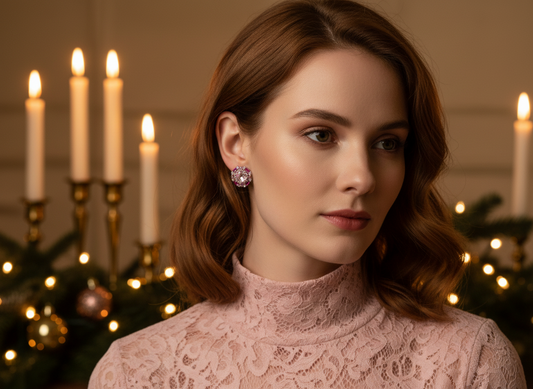 Lovely Marquise Pink Stud Earrings