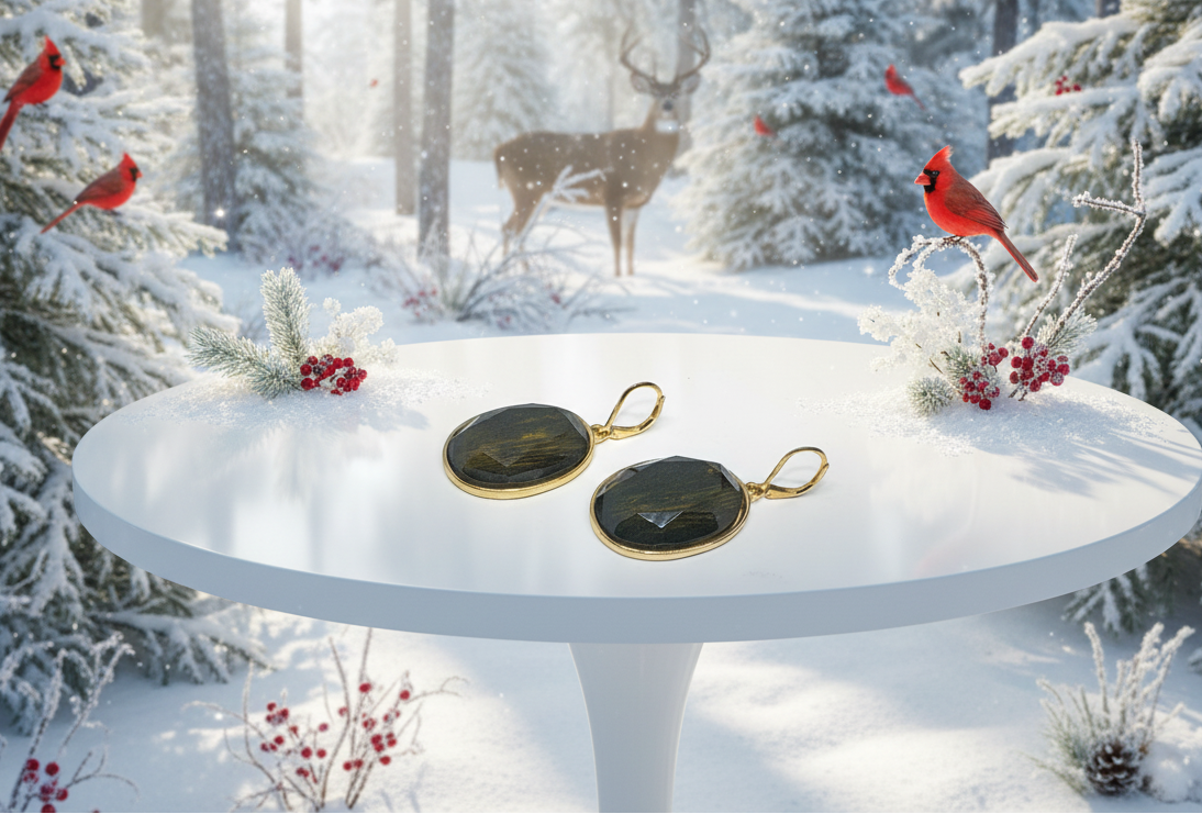 Faceted Oval Stone Earrings