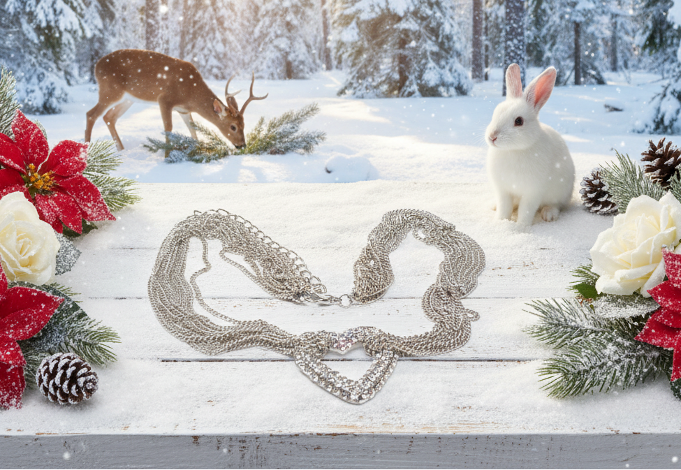 Multi Chain PAVE Heart Necklace