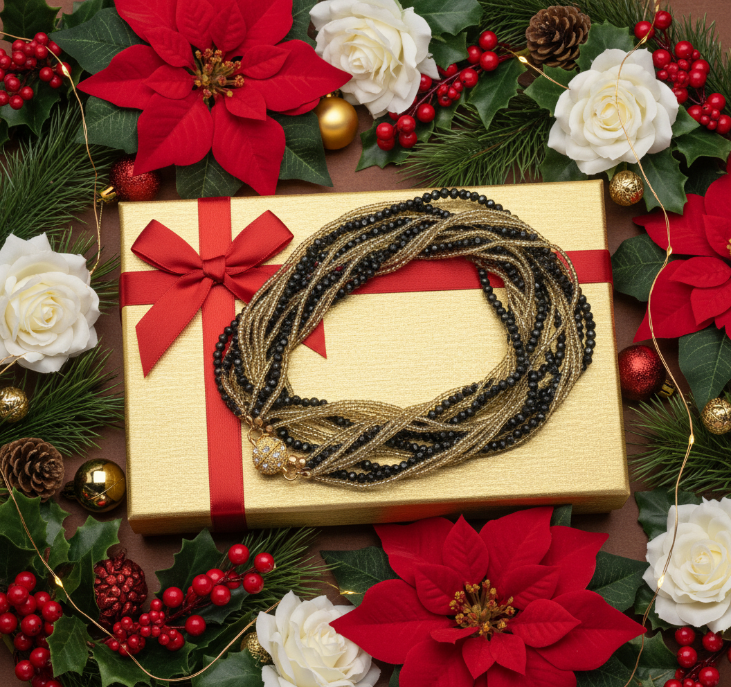 Beautiful Multi Strand Beaded Twist Necklace