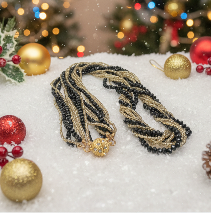 Beautiful Multi Strand Beaded Twist Necklace