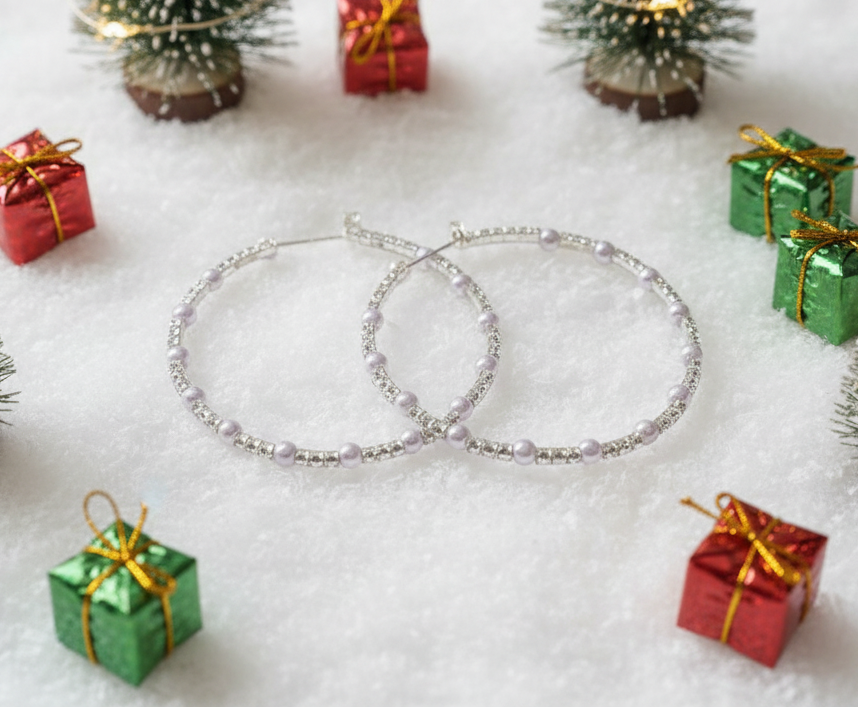 Beautiful Rhinestone and Mini Pearl Earrings