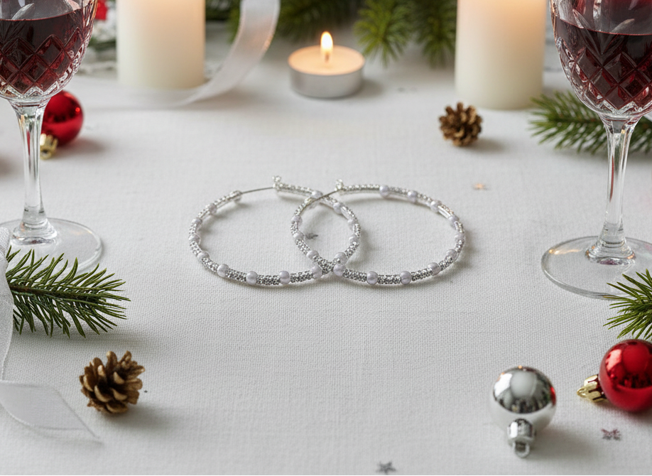 Beautiful Rhinestone and Mini Pearl Earrings