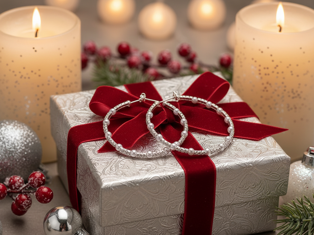 Beautiful Rhinestone and Mini Pearl Earrings