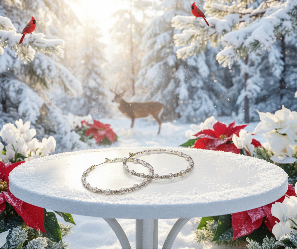 Beautiful Rhinestone and Mini Pearl Earrings