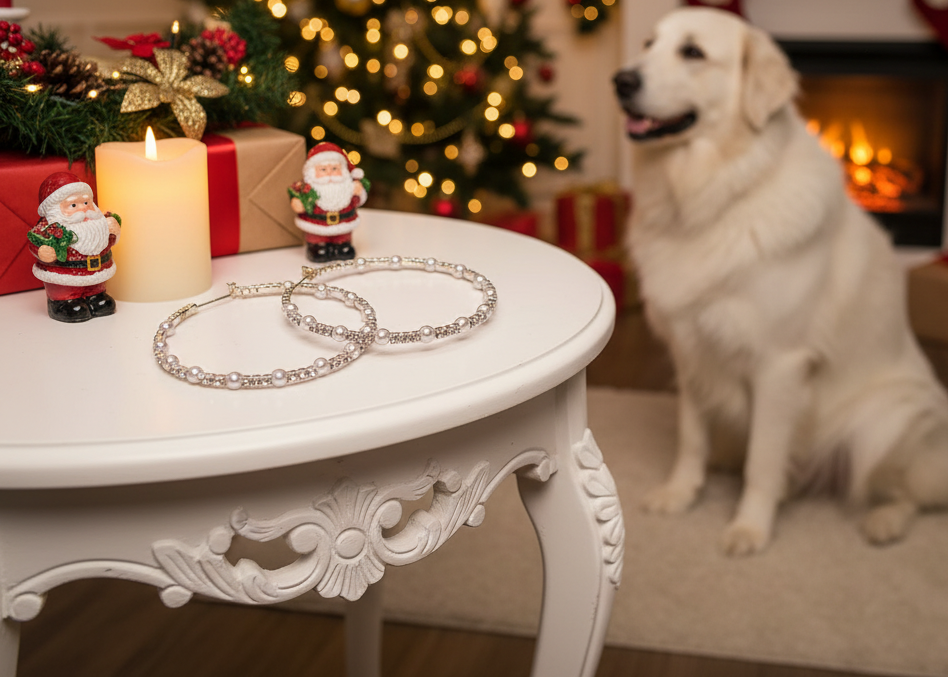 Beautiful Rhinestone and Mini Pearl Earrings