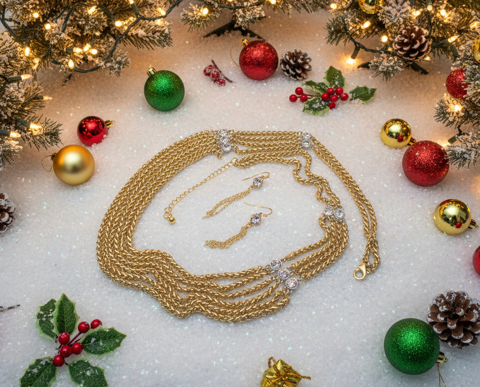 Multi Foxtail Chain Necklace Set