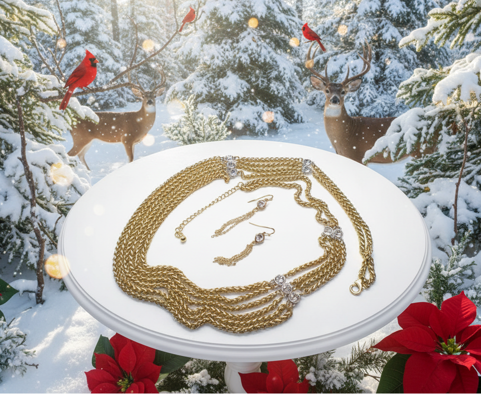 Multi Foxtail Chain Necklace Set