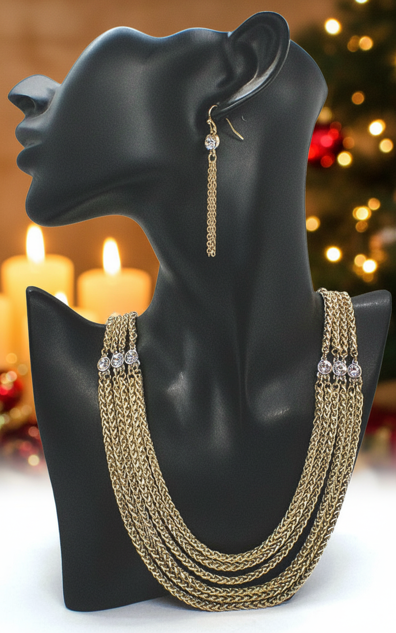 Multi Foxtail Chain Necklace Set