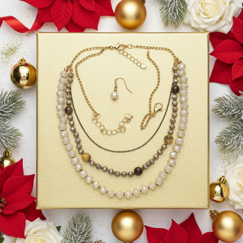 Three Layer Bib Necklace Set