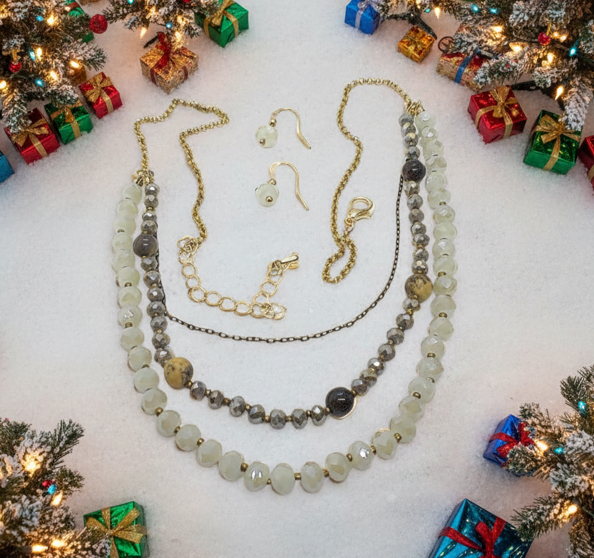 Three Layer Bib Necklace Set