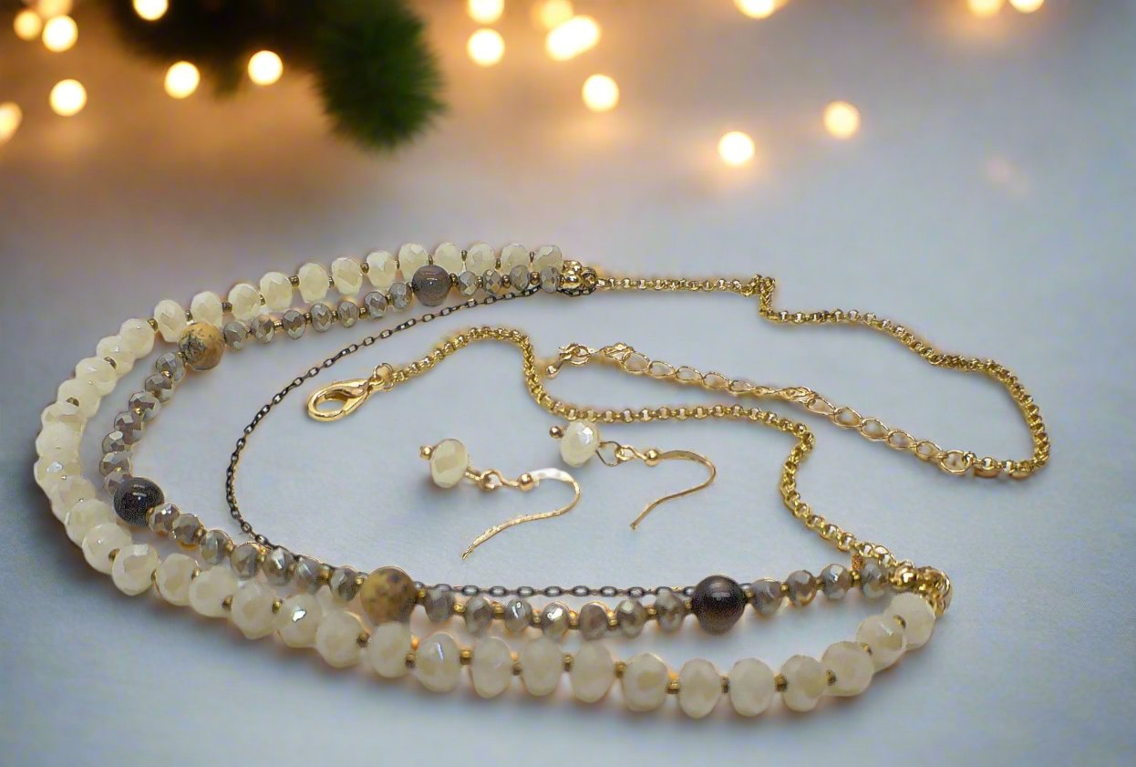 Three Layer Bib Necklace Set