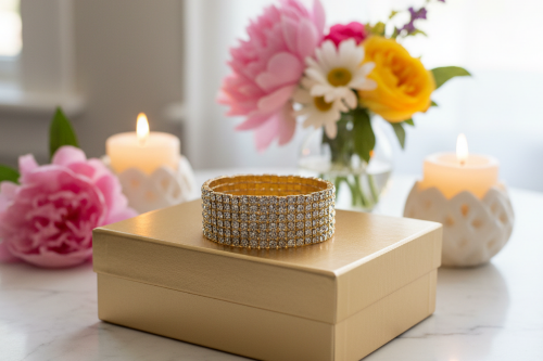 Stunning Gold Rhinestone Bracelet