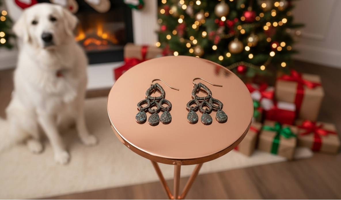 Lovely Patina and Rose Gold Earrings