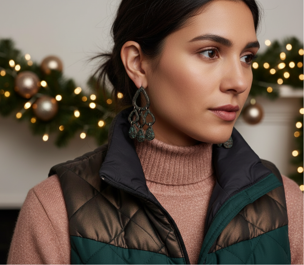 Lovely Patina and Rose Gold Earrings