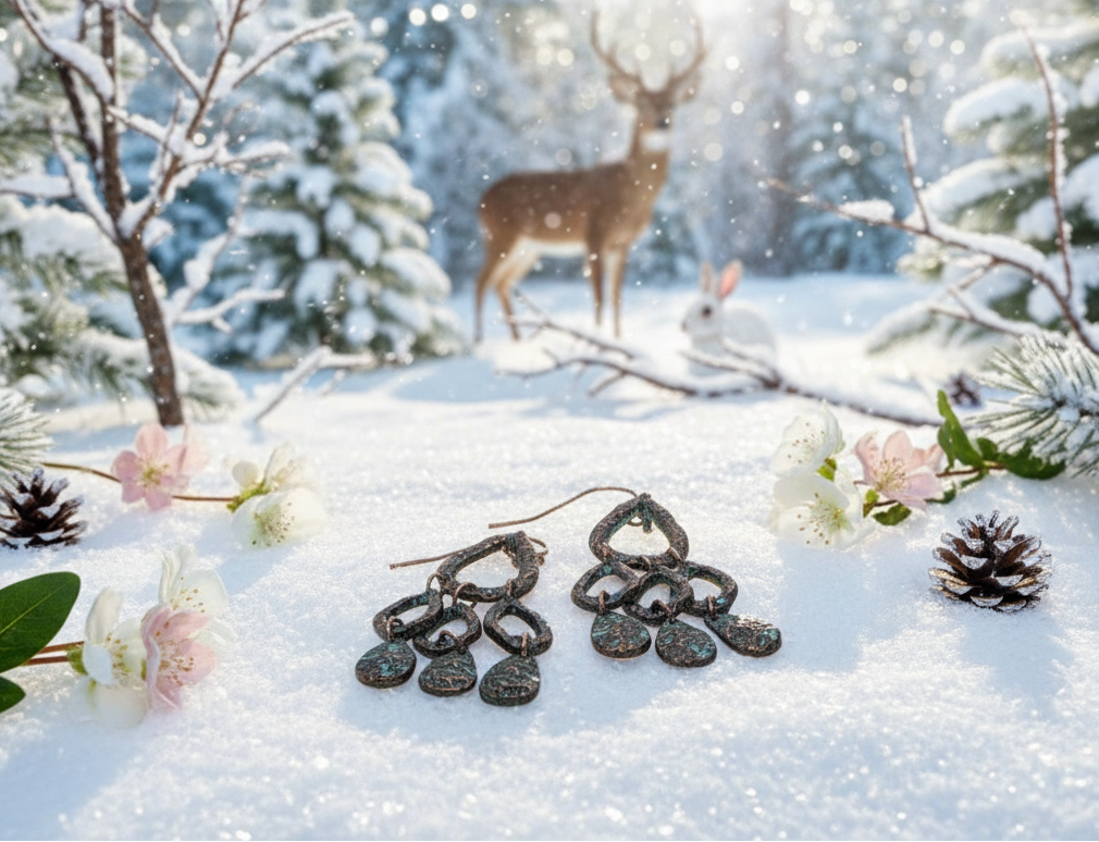 Lovely Patina and Rose Gold Earrings