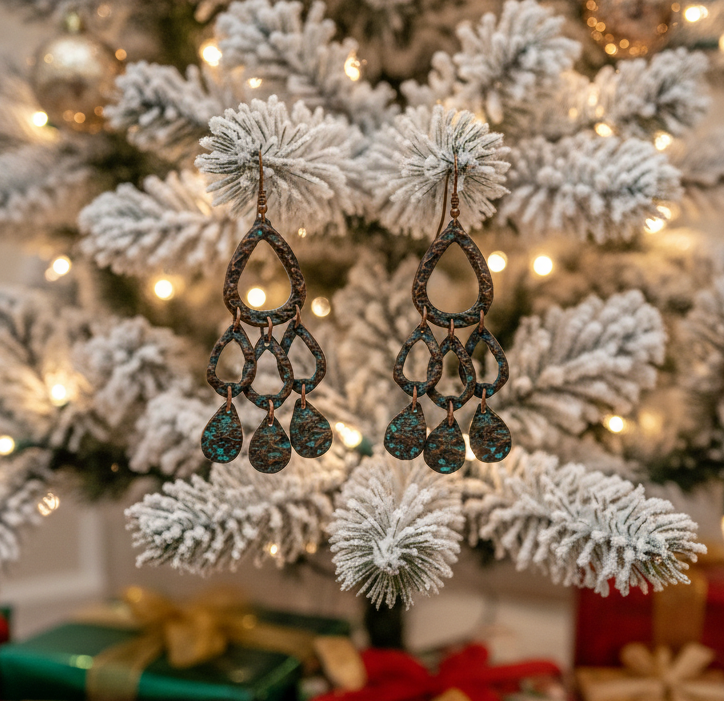 Lovely Patina and Rose Gold Earrings