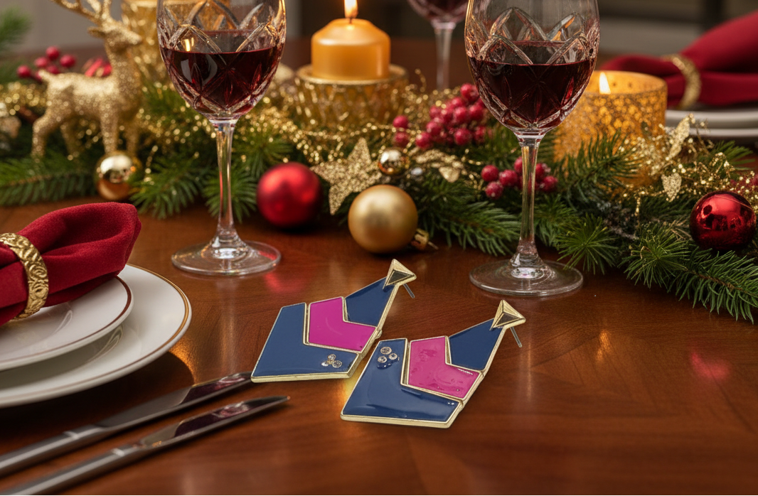 Fantastic Blue and Pink Earrings