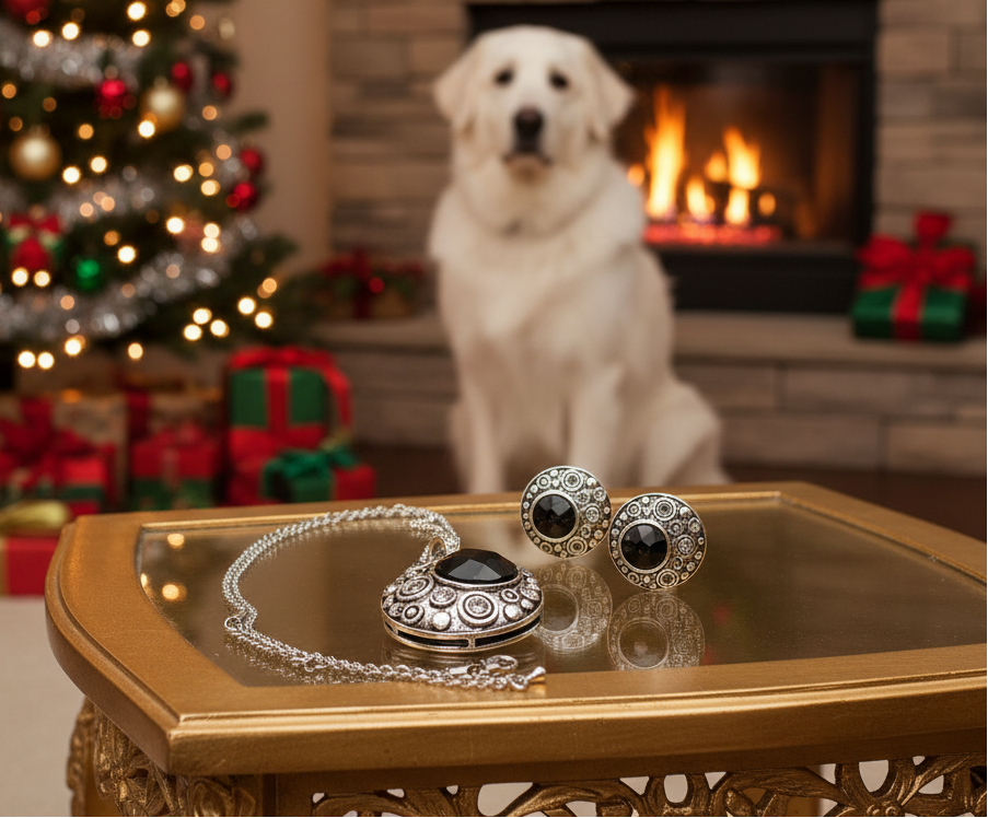 Elegant Black and Silver Necklace Set
