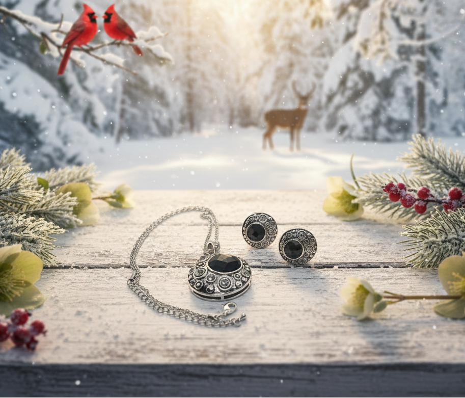 Elegant Black and Silver Necklace Set