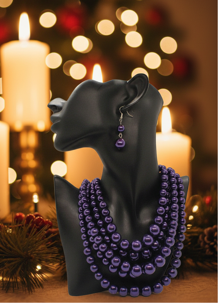 Gorgeous Purple Multi-Strand Necklace Set