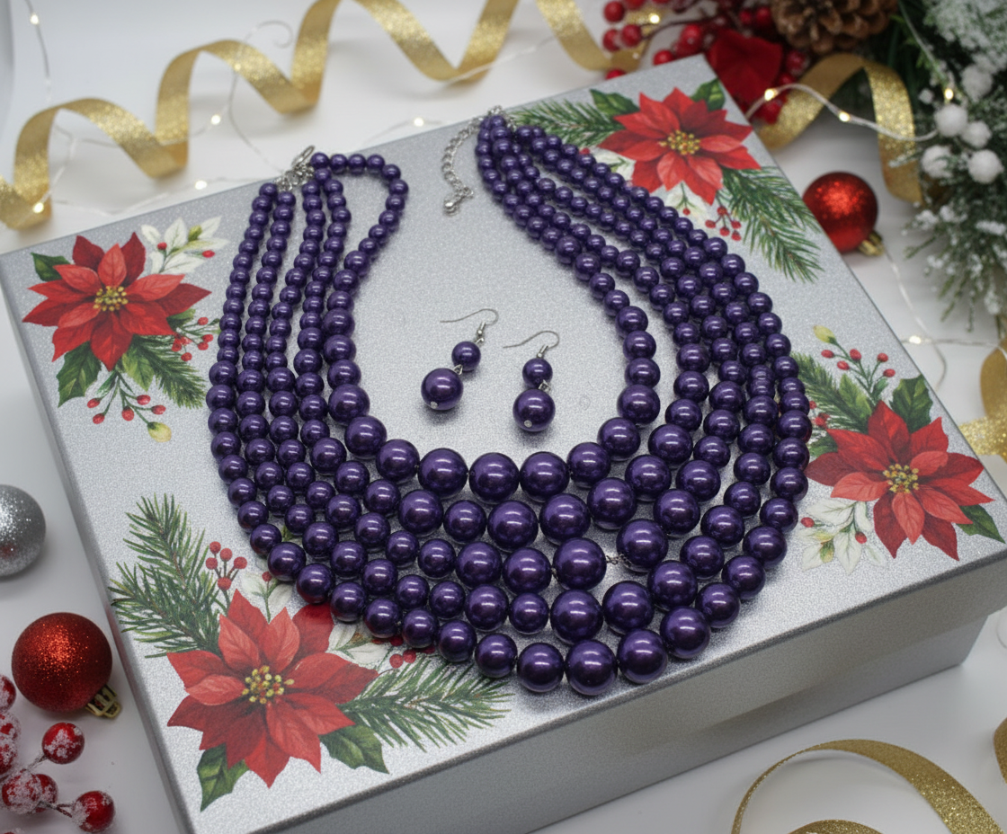 Gorgeous Purple Multi-Strand Necklace Set