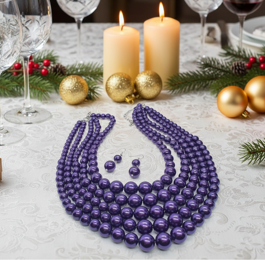 Gorgeous Purple Multi-Strand Necklace Set