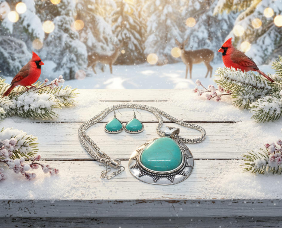 Marvelous Teardrop Turquoise Necklace Set