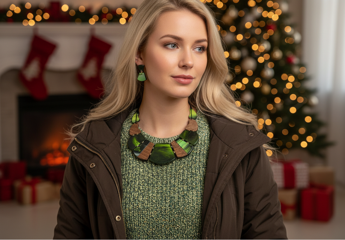 Fantastic Green and Gold Graduated Necklace Set