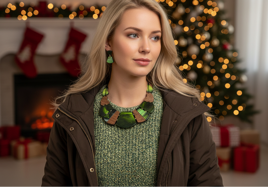 Fantastic Green and Gold Graduated Necklace Set