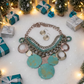 Exciting Green Patina Dangle Necklace Set