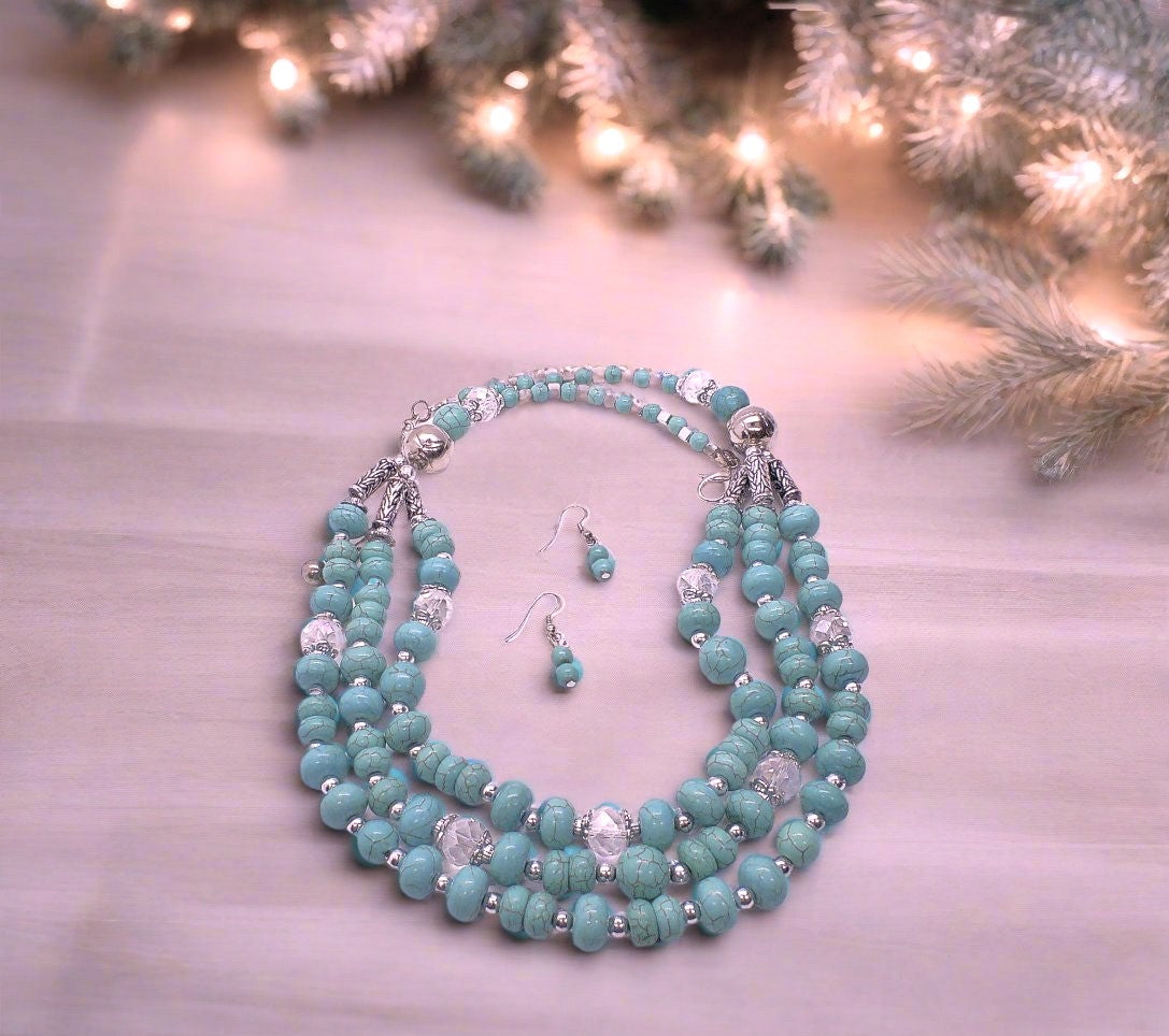 Gorgeous Turquoise and Silver Necklace Set