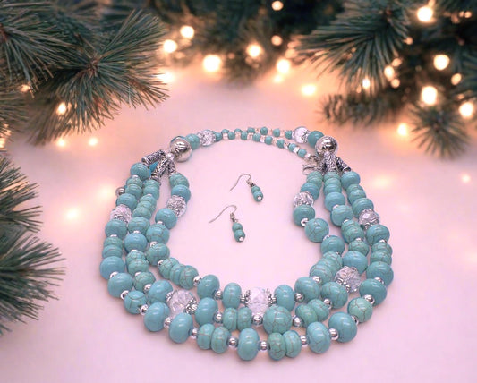 Gorgeous Turquoise and Silver Necklace Set