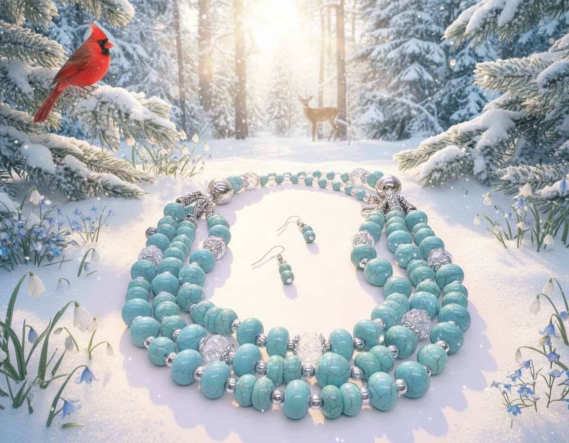 Gorgeous Turquoise and Silver Necklace Set