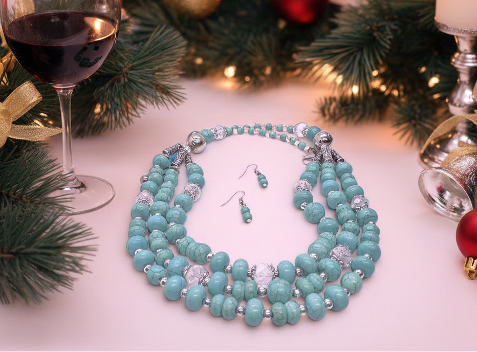 Gorgeous Turquoise and Silver Necklace Set
