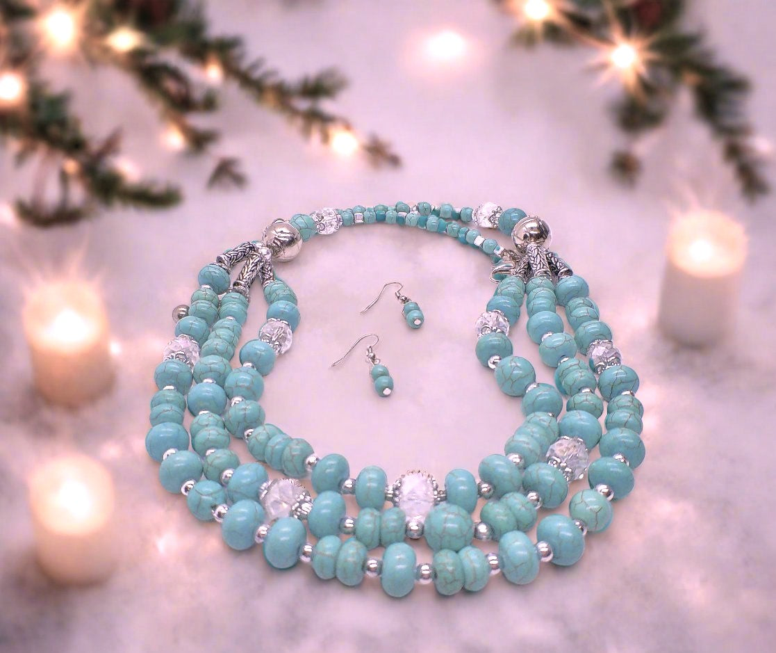 Gorgeous Turquoise and Silver Necklace Set