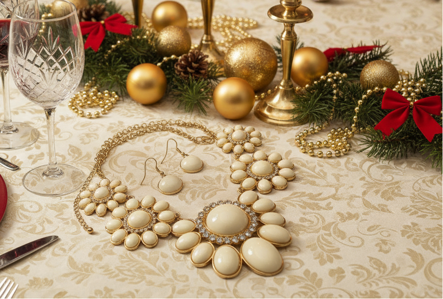 Ivory Flowers Galore Necklace Set