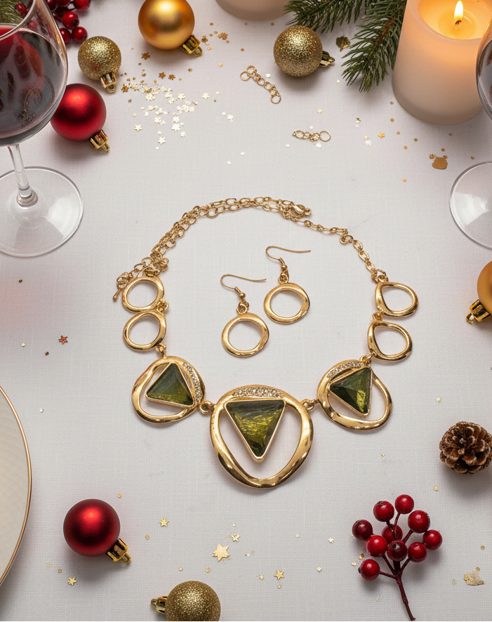 Rings and Triangles Necklace Set