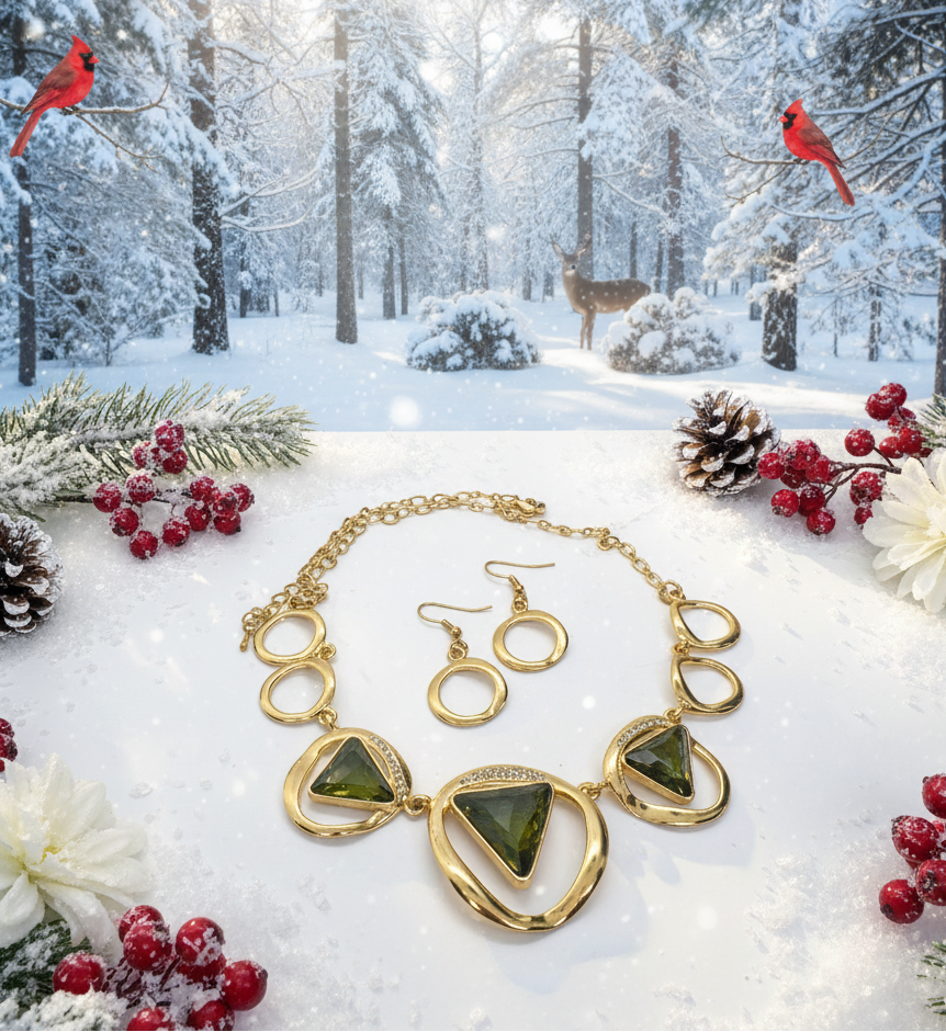 Rings and Triangles Necklace Set