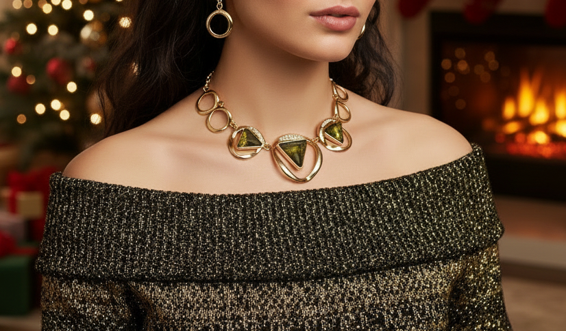 Rings and Triangles Necklace Set