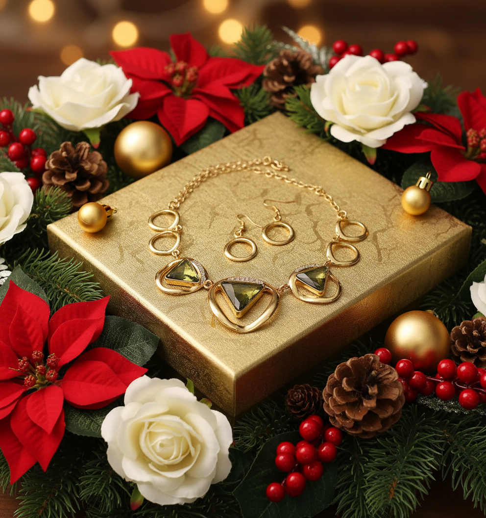 Rings and Triangles Necklace Set