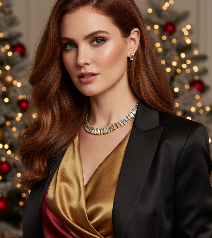 Lovely Rhinestones and Gold Necklace Set