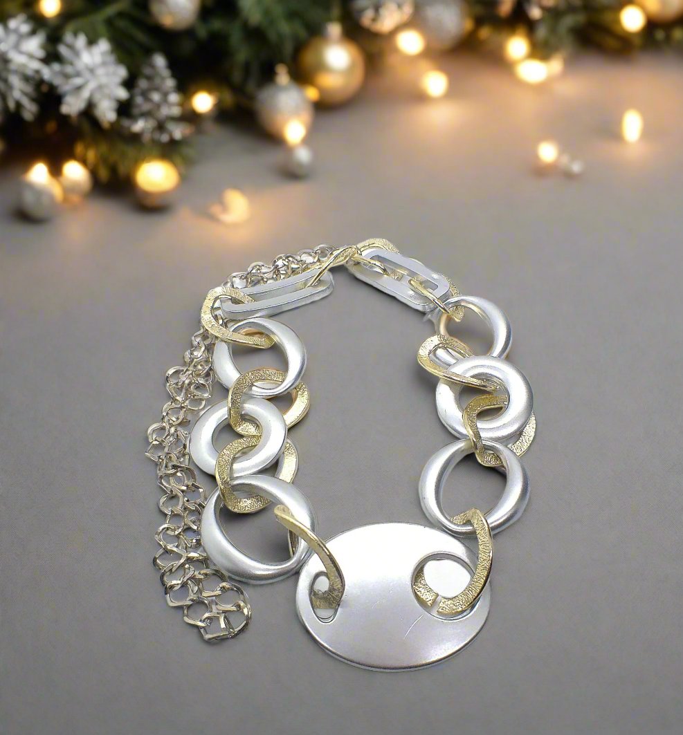 Gold and Silver Chain Look Necklace