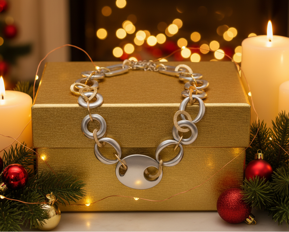 Gold and Silver Chain Look Necklace